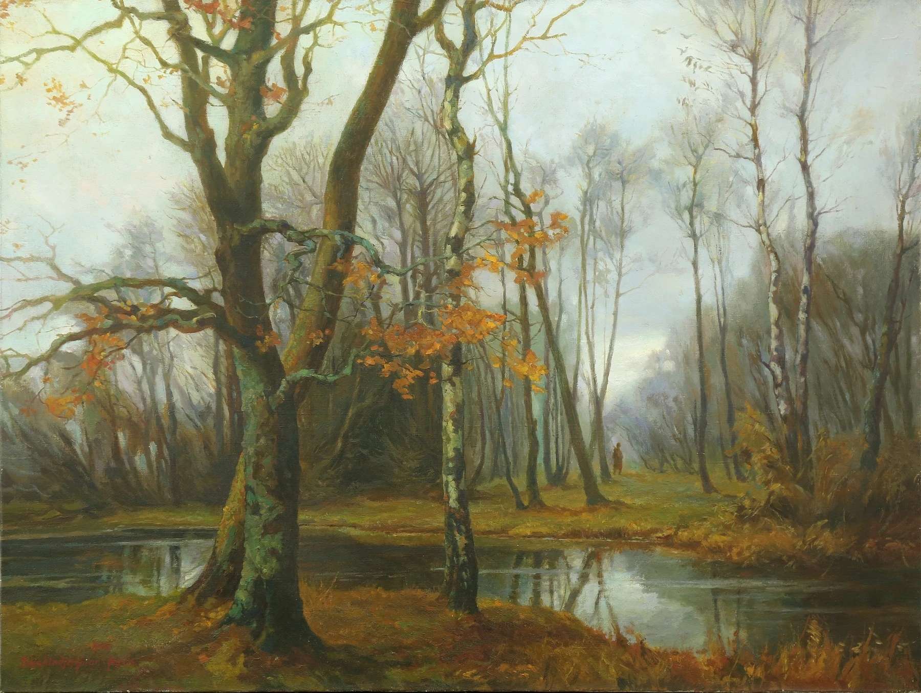 Осенний пейзаж с фигурой, 1900 год.